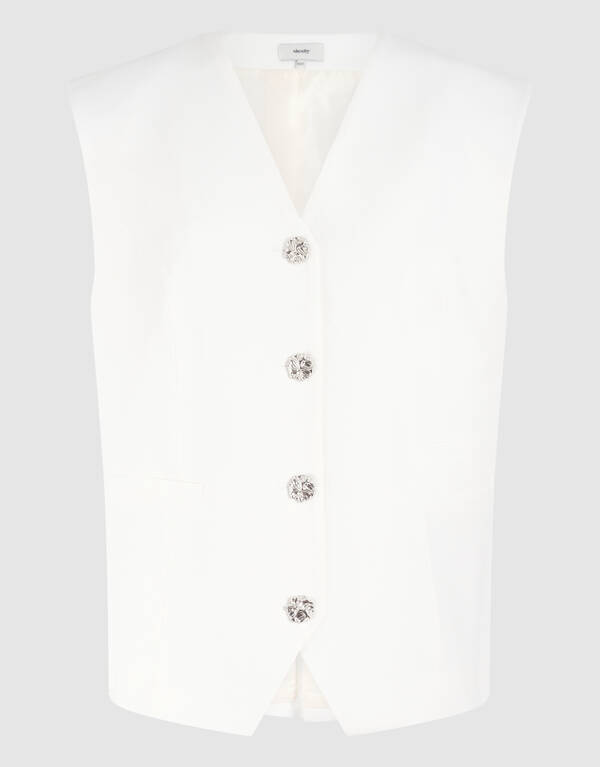 Oversized Gilet Gebroken Wit SHOEBY WOMEN