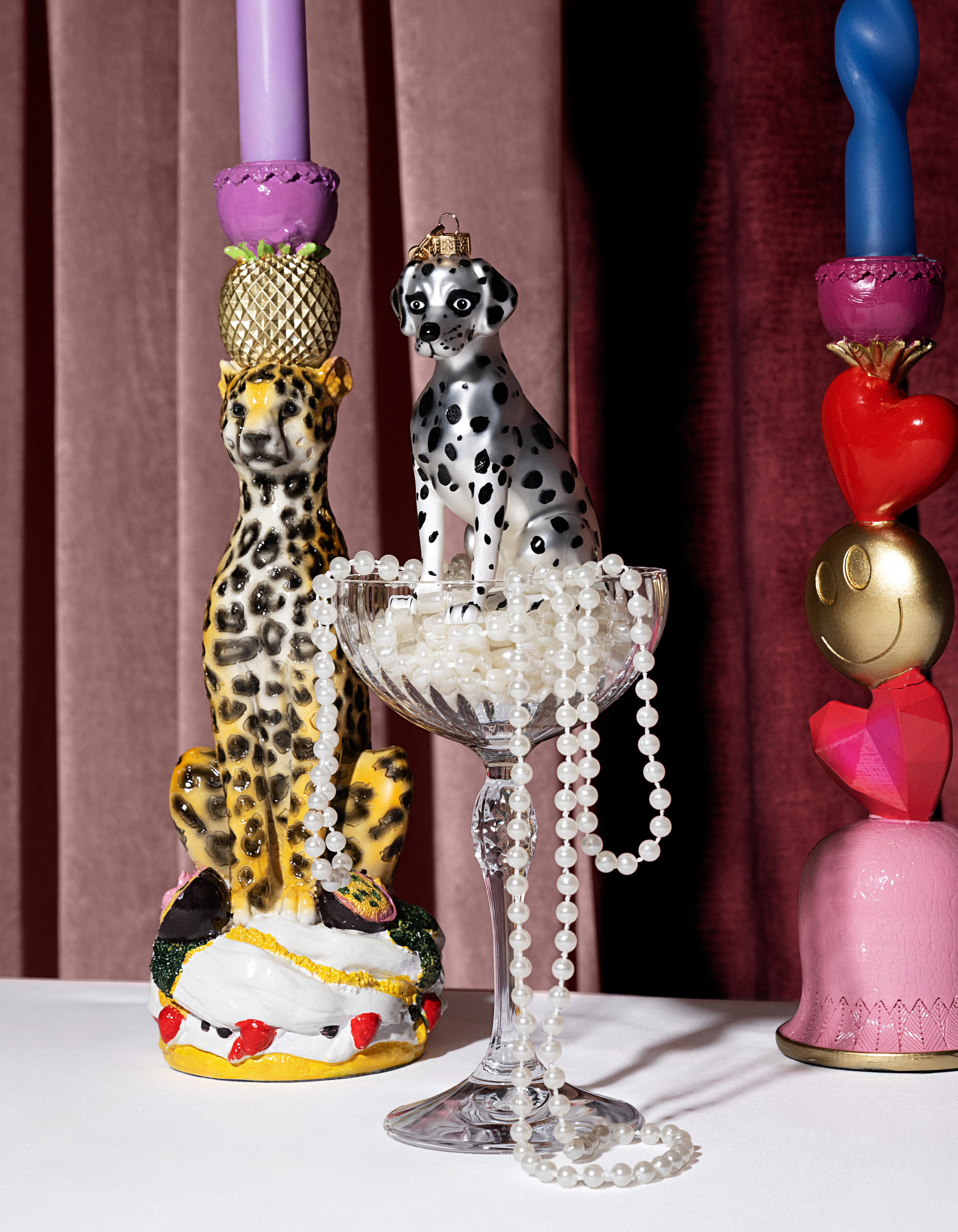 Dalmatiër Kerstbal Wit/Zwart By Fred SHOEBY ACCESSOIRES