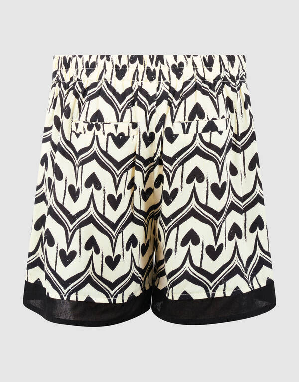 Heart Print Skort Gebroken Wit/Zwart SHOEBY GIRLS