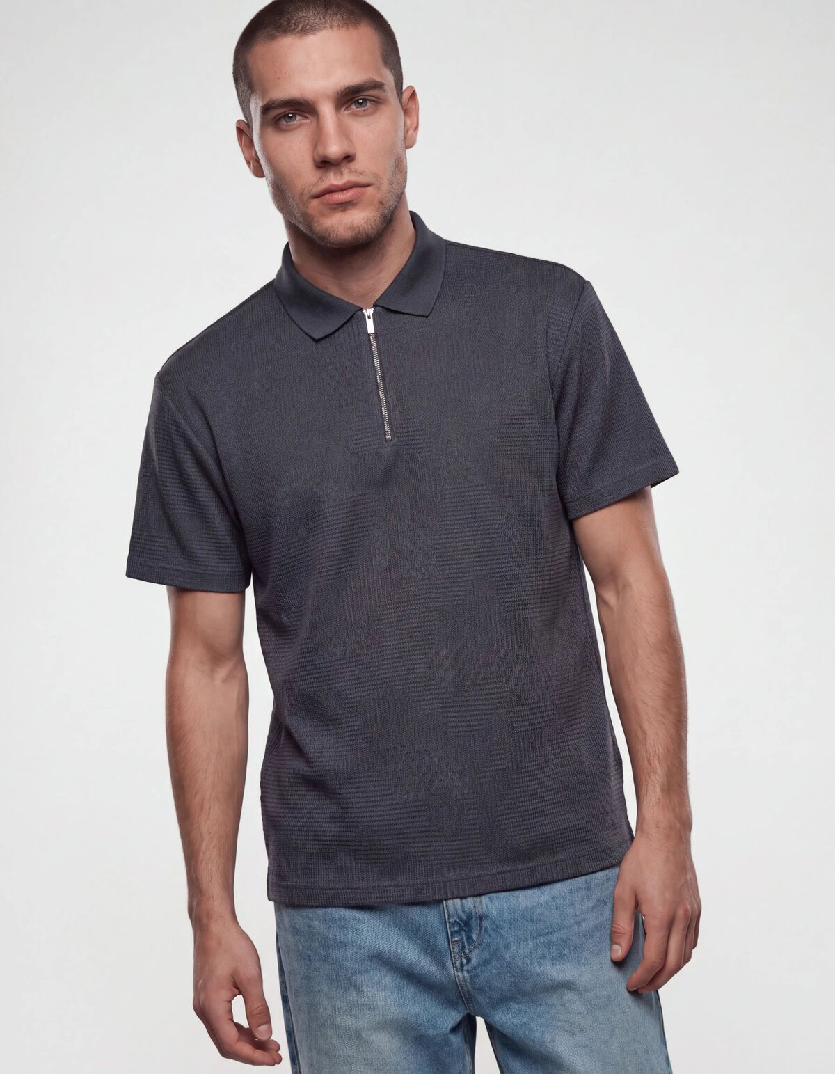 Structuur Zipper Polo Zand SHOEBY MEN