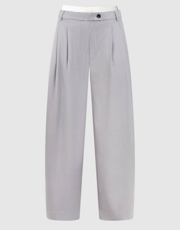 Pinstripe Barrel Fit Pantalon Lichtgrijs SHOEBY WOMEN