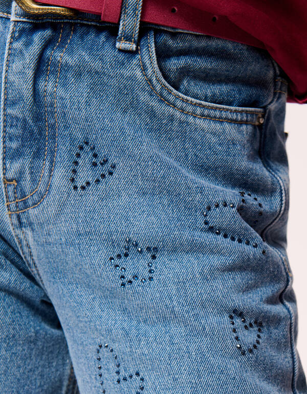 Strass Straight Fit Jeans Donkerblauw SHOEBY GIRLS