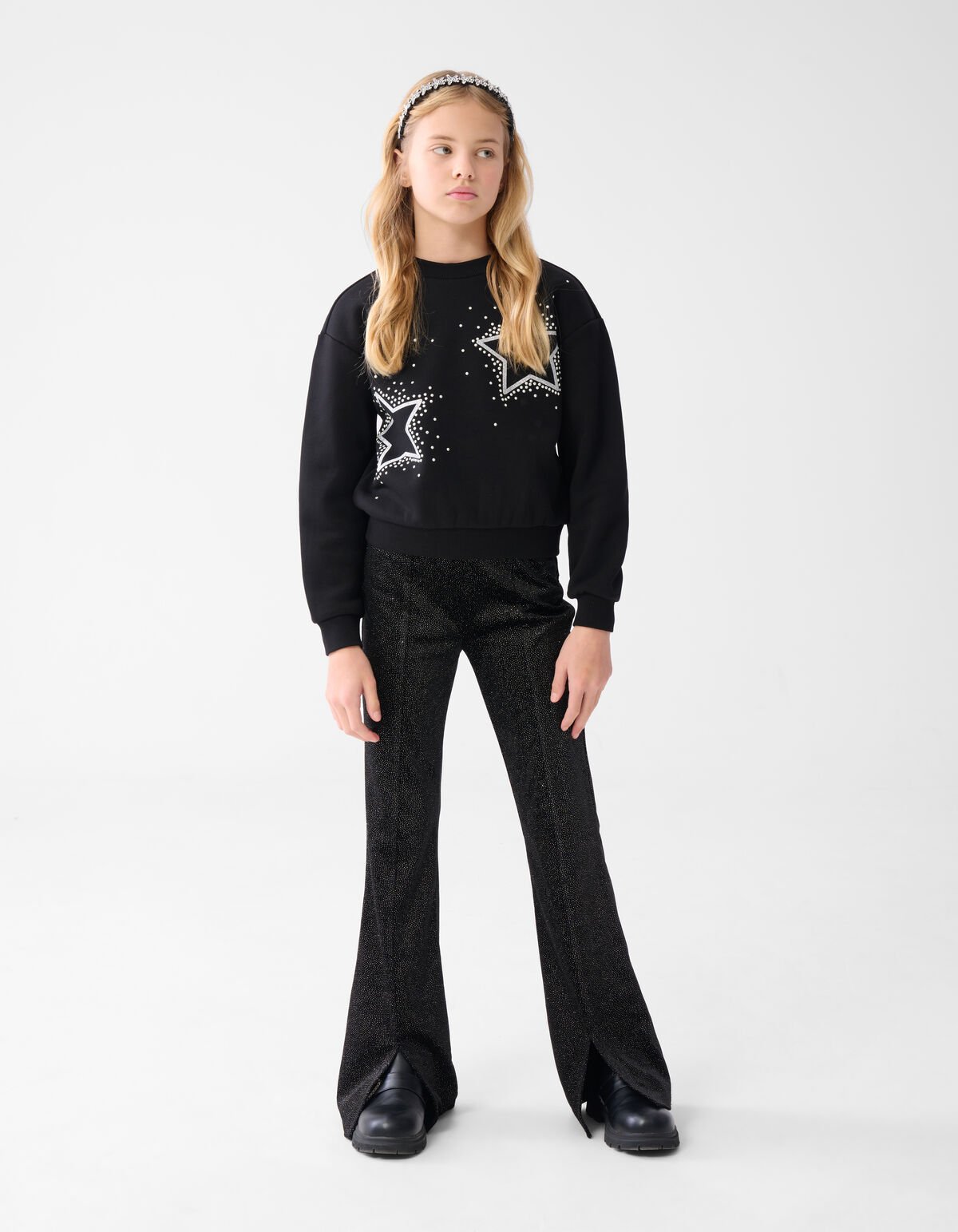 Glitter Split Flared Legging Zwart SHOEBY GIRLS