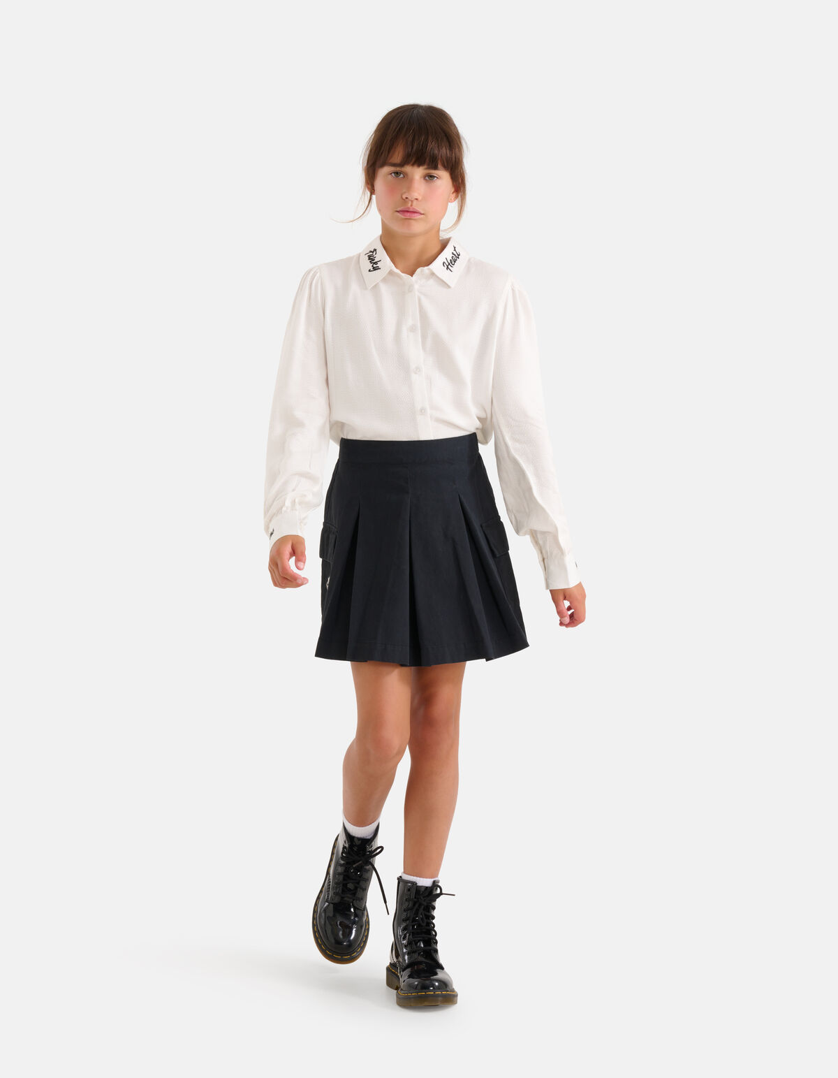 Embroidery Tekst Blouse Wit SHOEBY GIRLS
