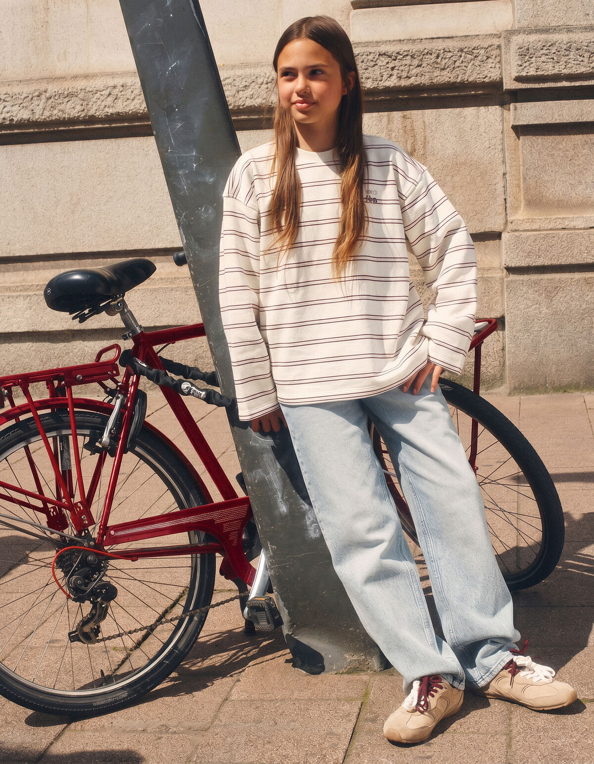 Oversized Gestreepte Sweater Gebroken Wit SHOEBY GIRLS