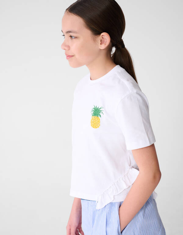 Ruffle Pineapple T-shirt Wit SHOEBY GIRLS