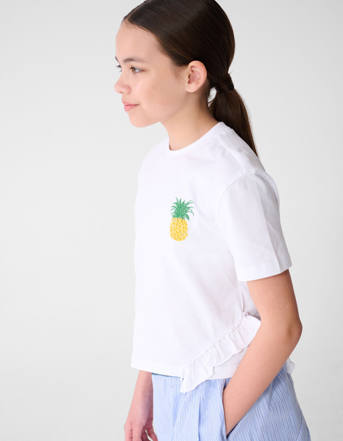 Ruffle Pineapple T-shirt Wit SHOEBY GIRLS