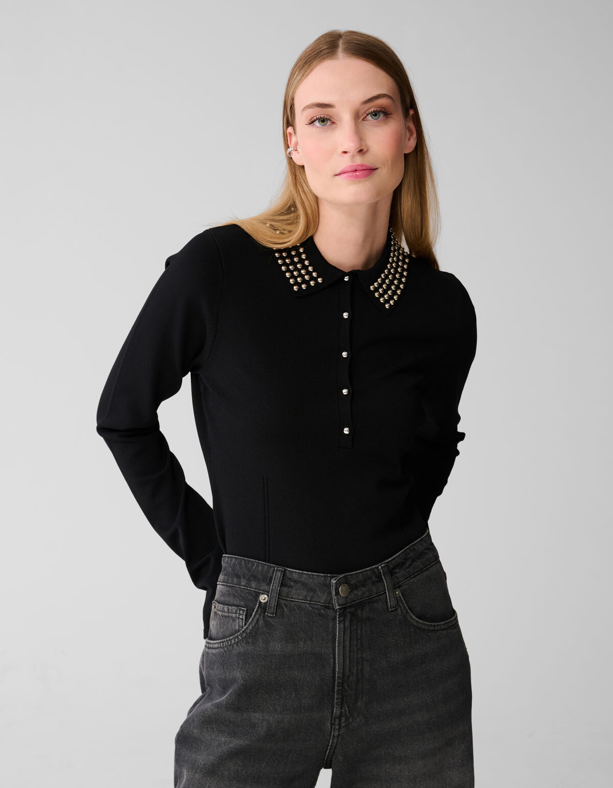 Strass Knit Polo Zwart SHOEBY WOMEN