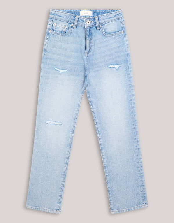 Destroyed Straight Fit Jeans Lichtblauw SHOEBY GIRLS