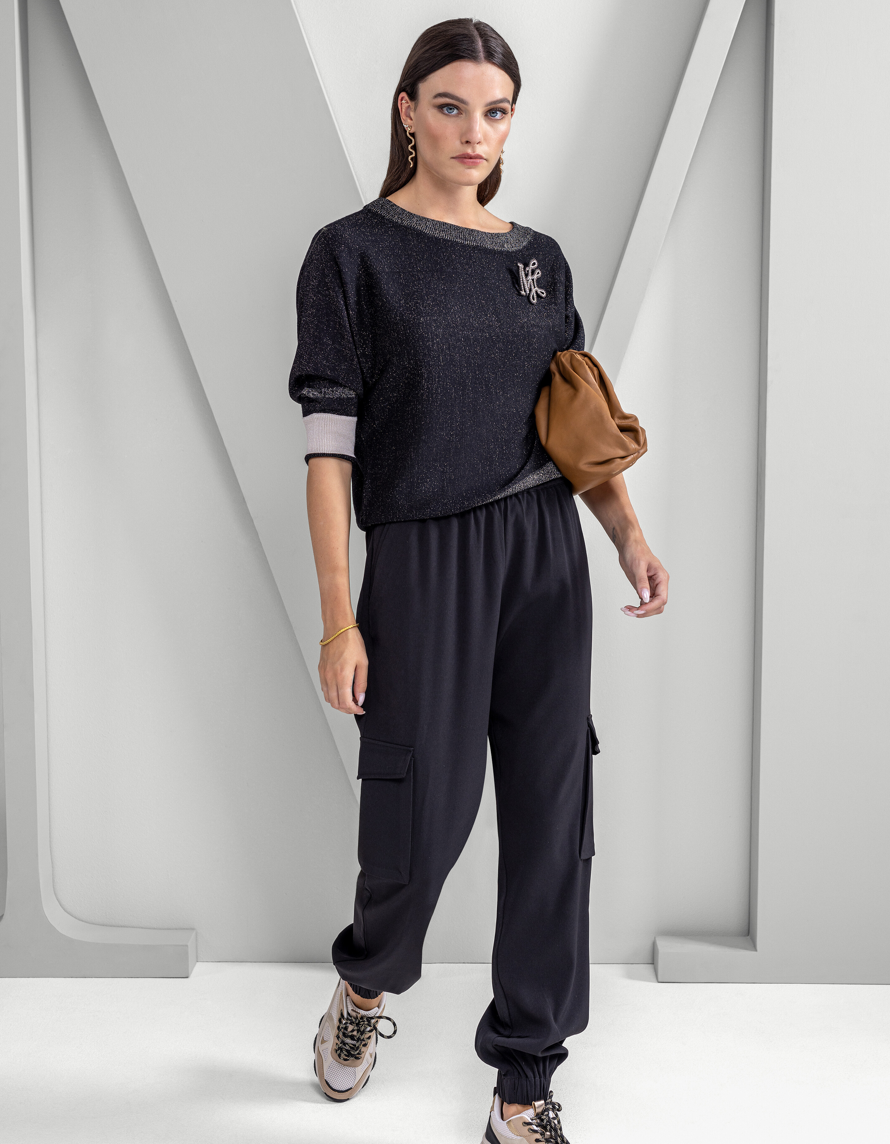 Colorblock Vleermuismouwen Trui Zwart By Mieke SHOEBY WOMEN