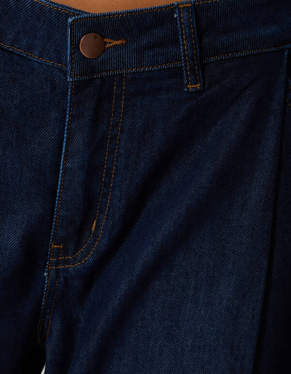 Pleated Wide Leg Fit Jeans Donkerblauw SHOEBY WOMEN