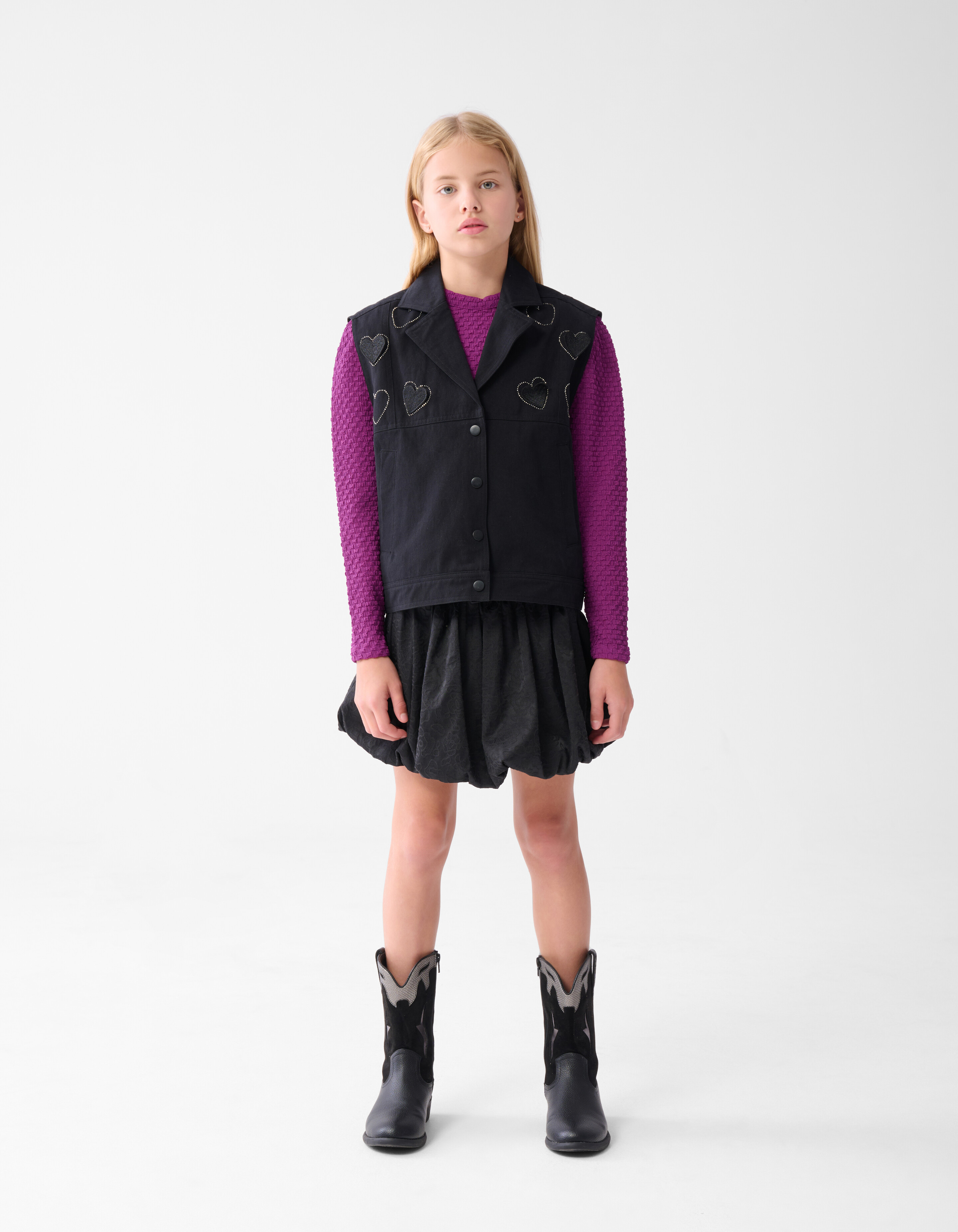Strass Heart Gilet Zwart SHOEBY GIRLS