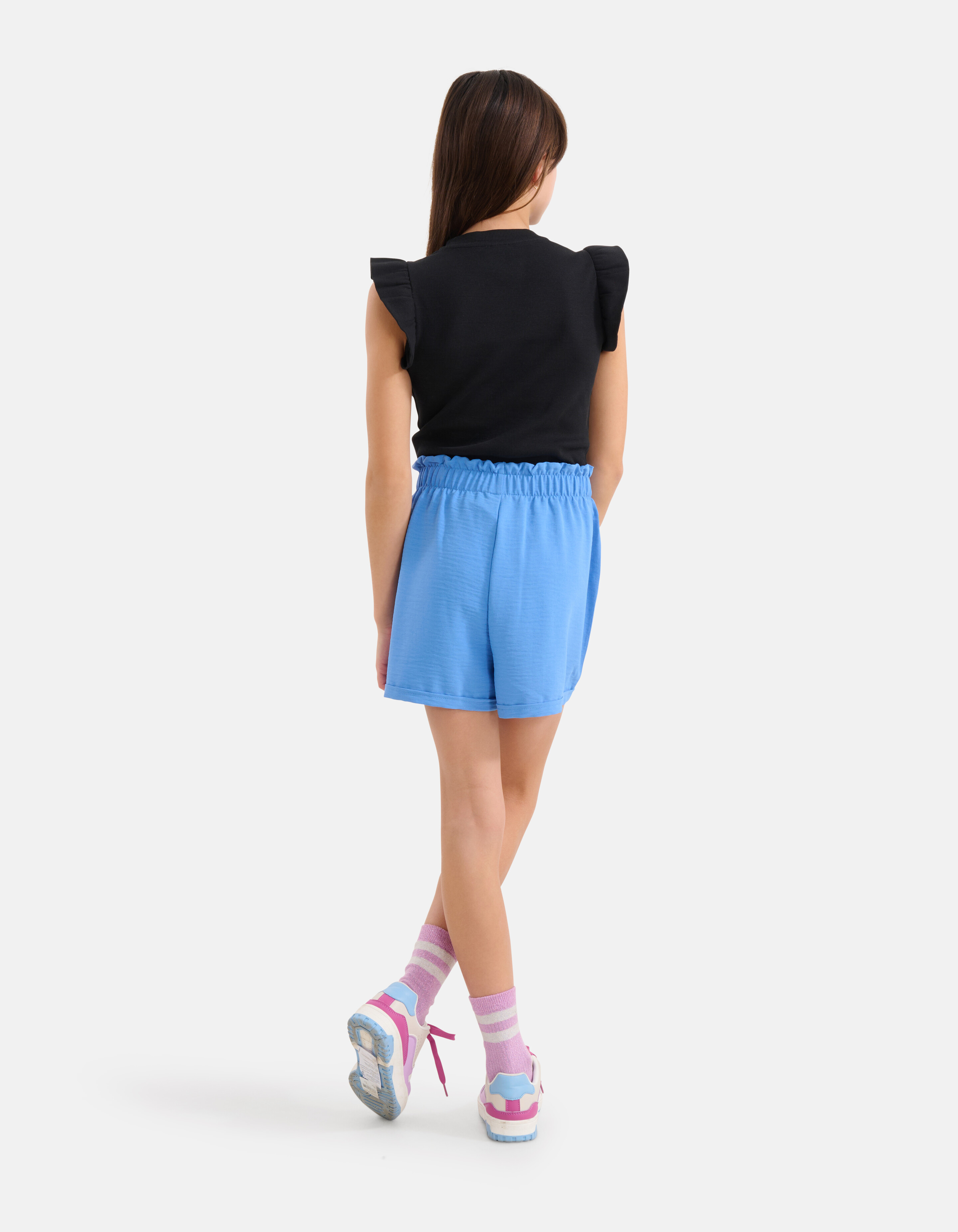 Ruffle Rib Top Zwart SHOEBY GIRLS