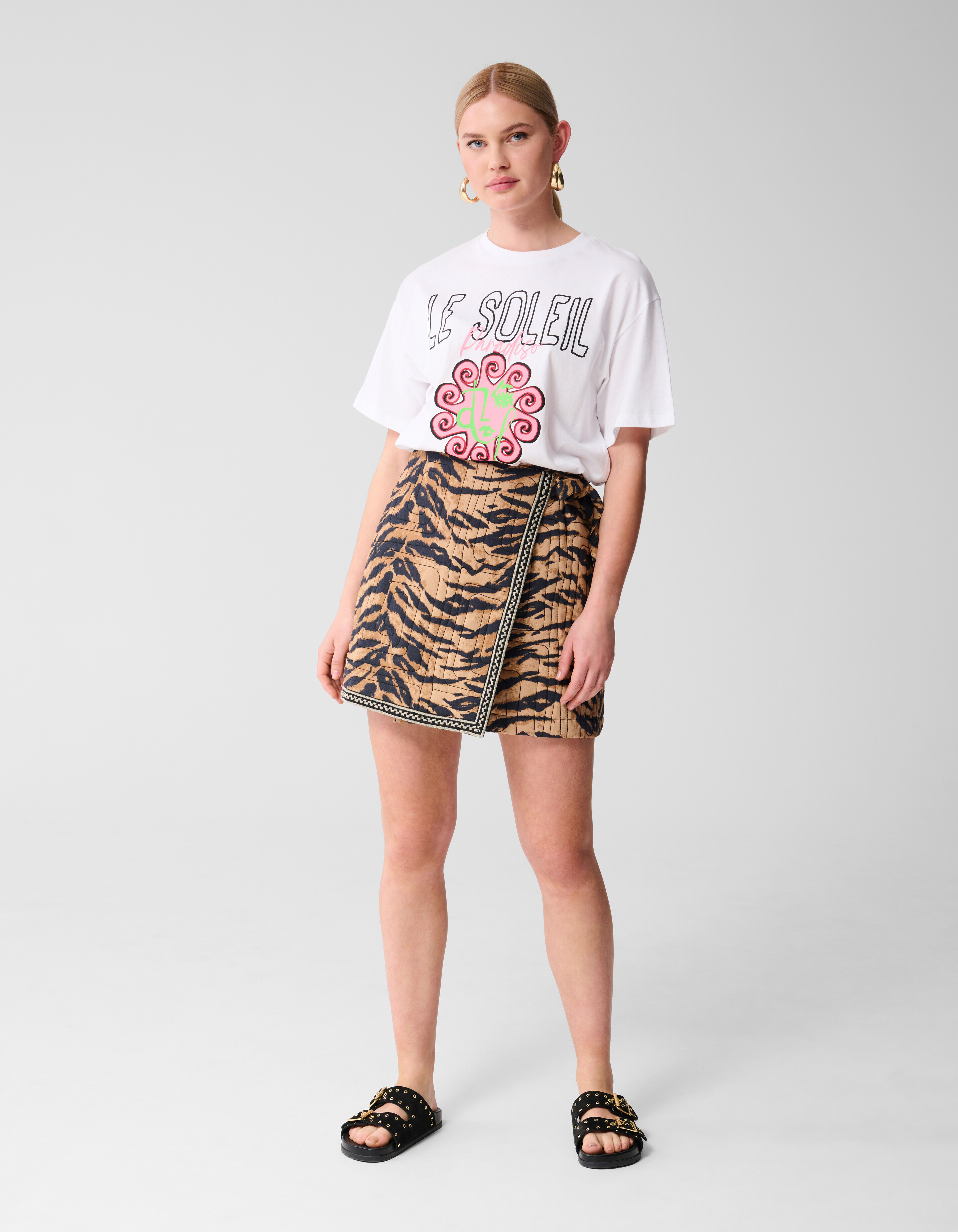 Quilted Tijger Mini Rok Bruin SHOEBY WOMEN