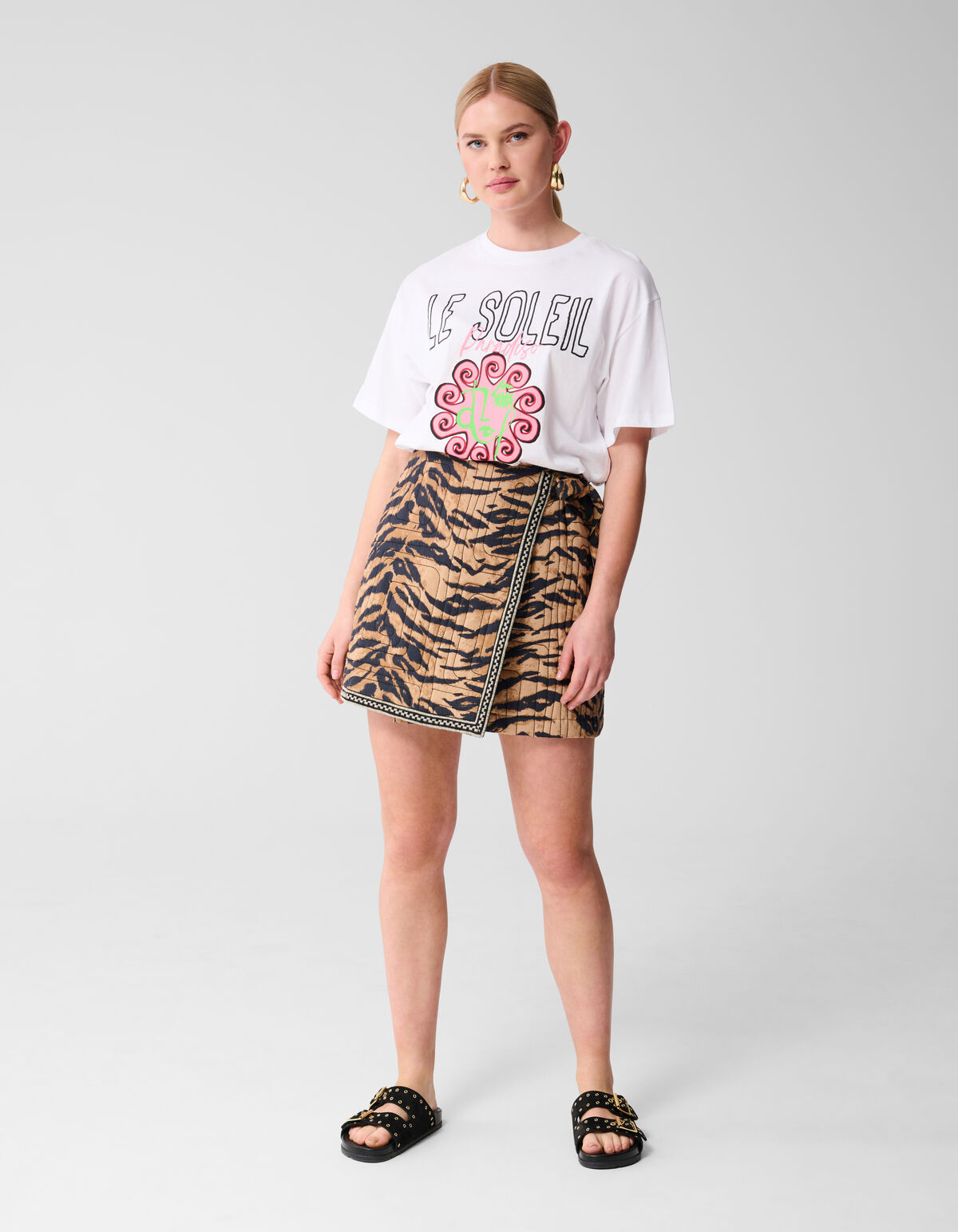 Quilted Tijger Mini Rok Bruin SHOEBY WOMEN
