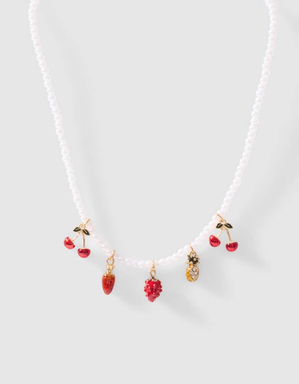 Parel Fruit Ketting Wit/Goud SHOEBY ACCESSOIRES
