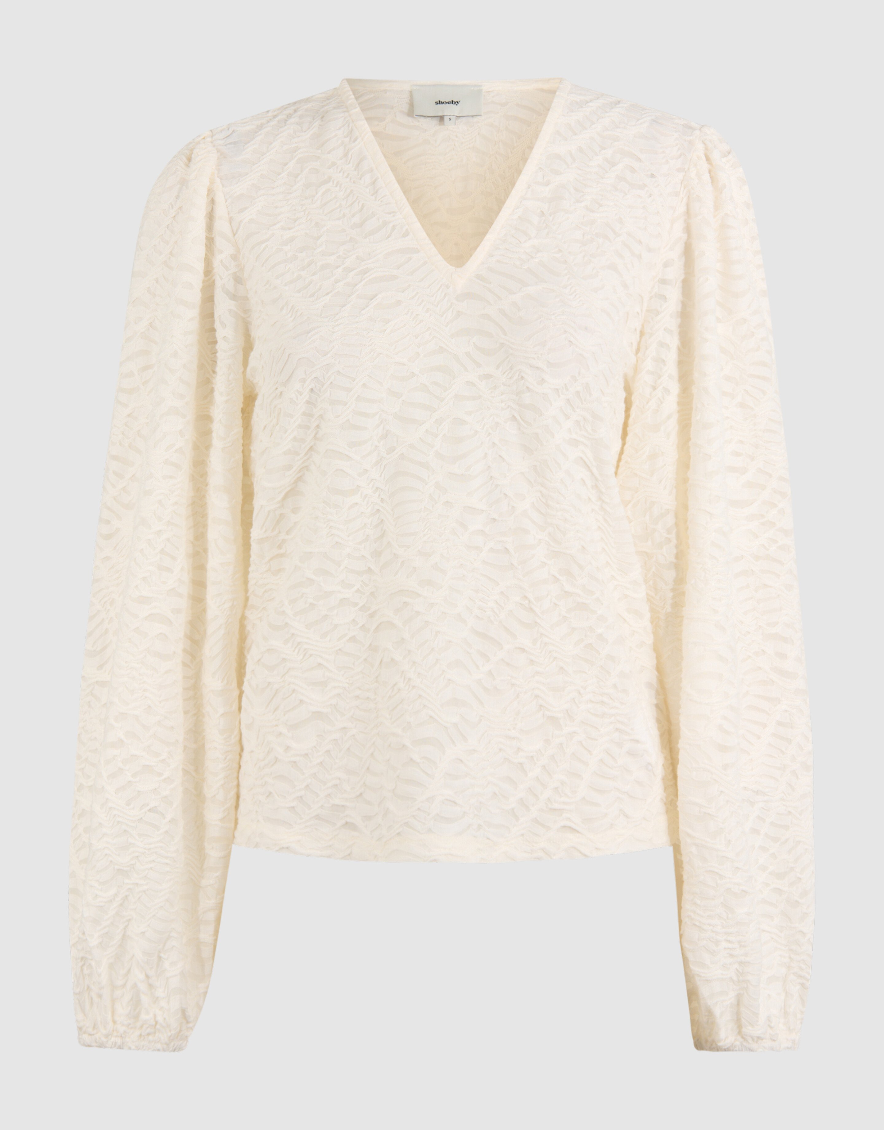 Crinkle V-hals Top Gebroken Wit SHOEBY WOMEN