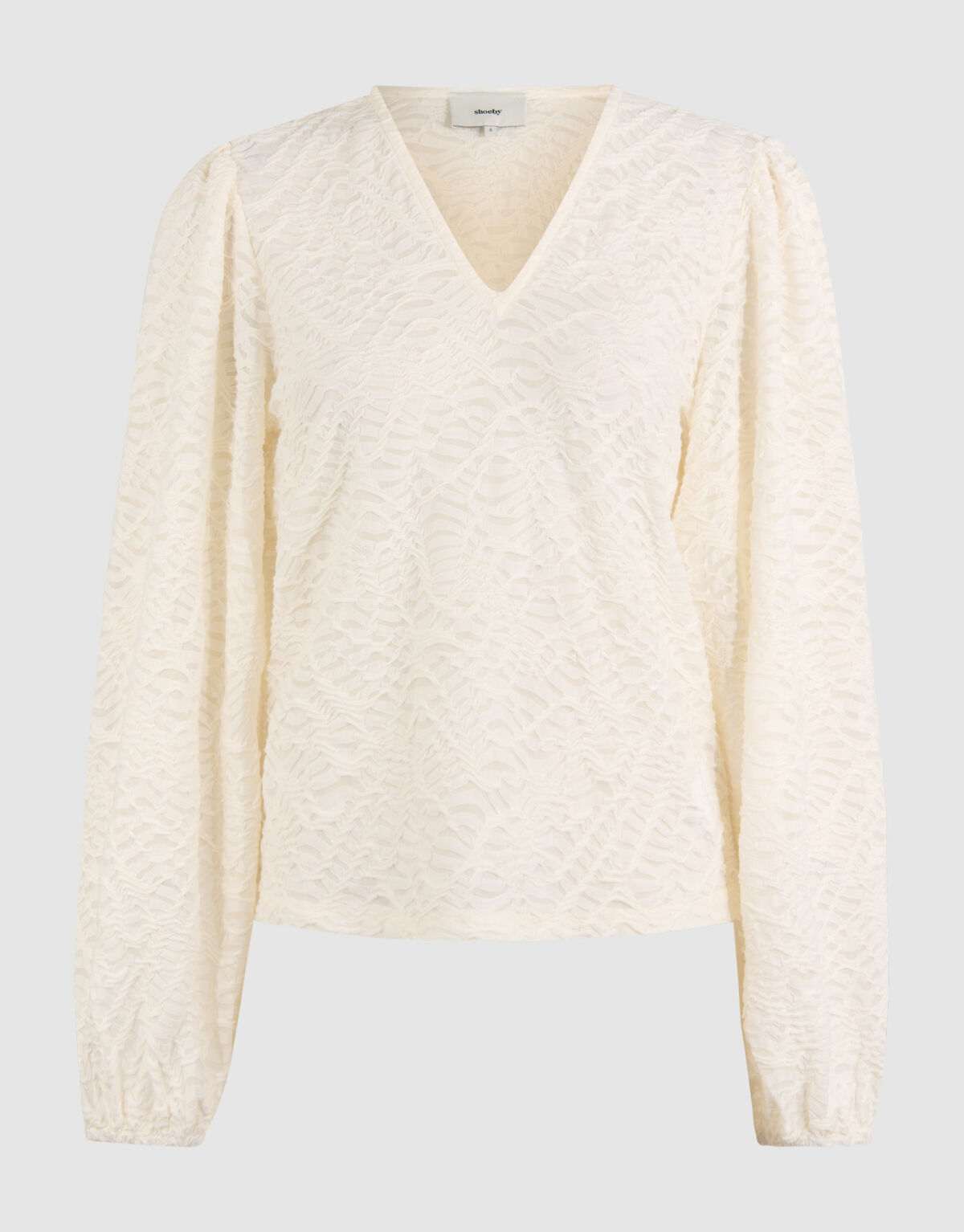 Crinkle V-hals Top Gebroken Wit SHOEBY WOMEN