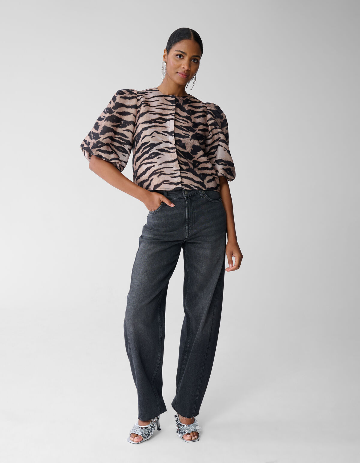 Puff Tijger Blouse Lichtbruin SHOEBY WOMEN
