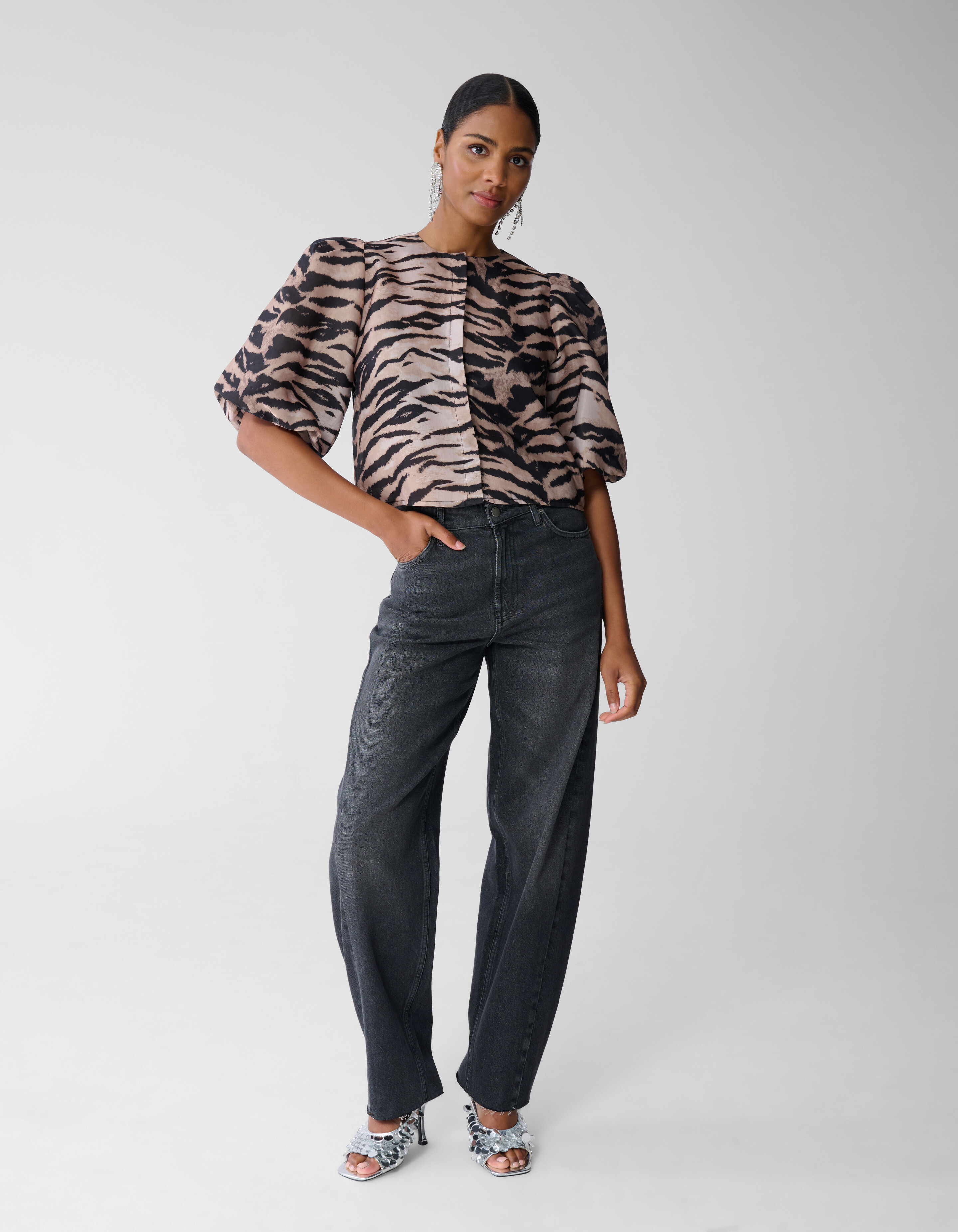 Puff Tijger Blouse Lichtbruin SHOEBY WOMEN