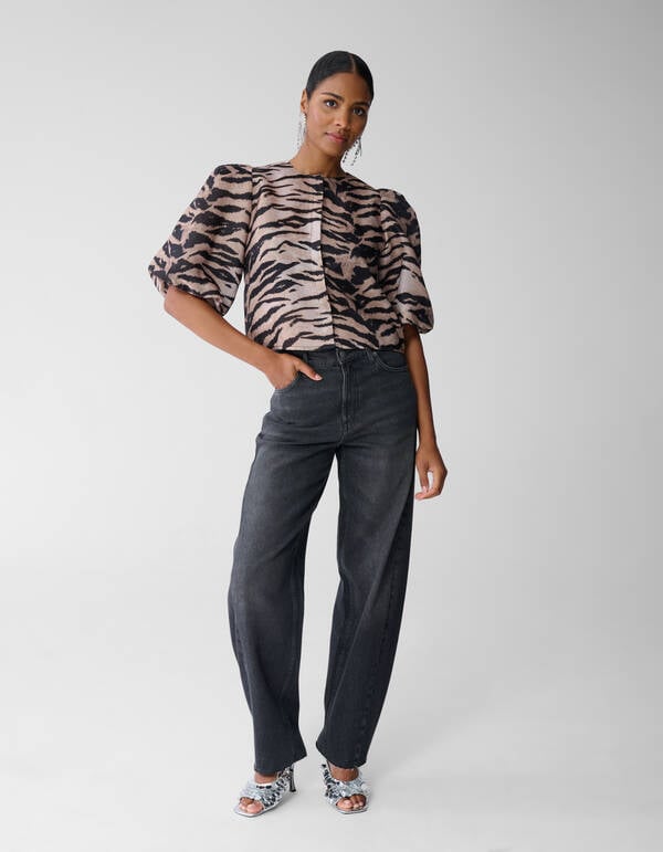 Puff Tijger Blouse Lichtbruin SHOEBY WOMEN