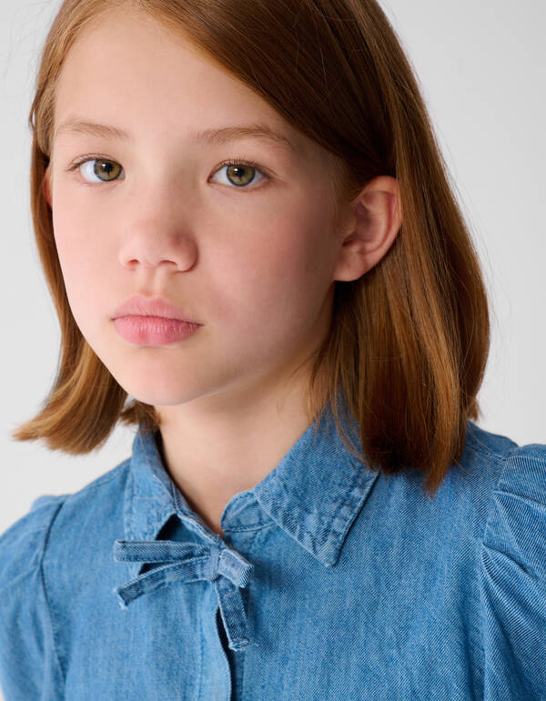 Denim Strik Blouse Blauw SHOEBY GIRLS