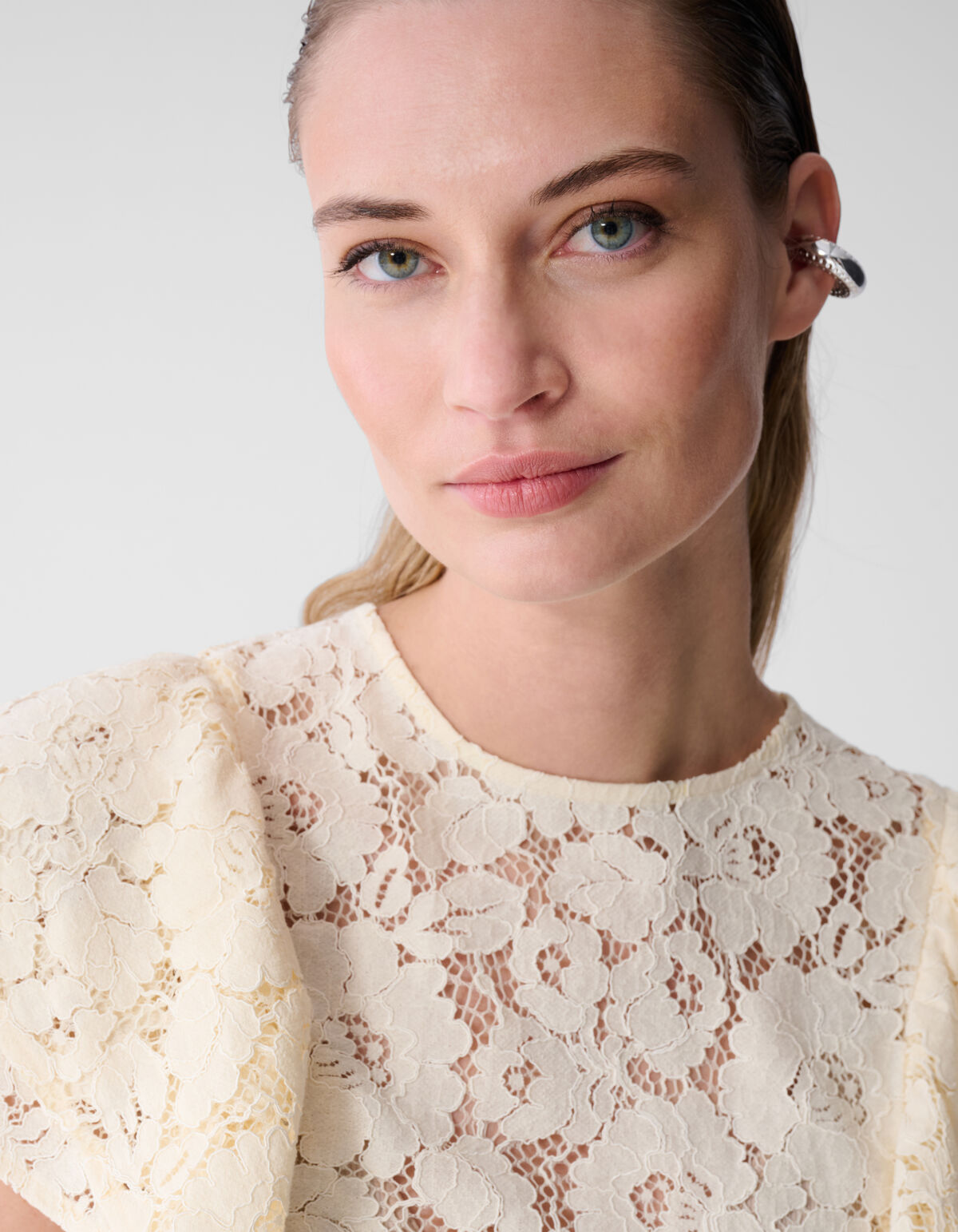 Kanten Ruffle Top Gebroken Wit SHOEBY WOMEN