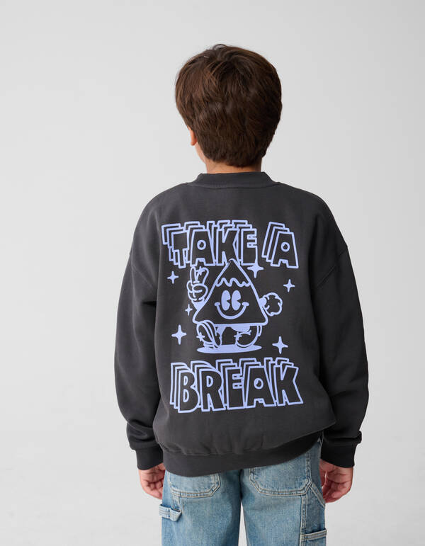 Break Artwork Sweater Donkergrijs SHOEBY BOYS