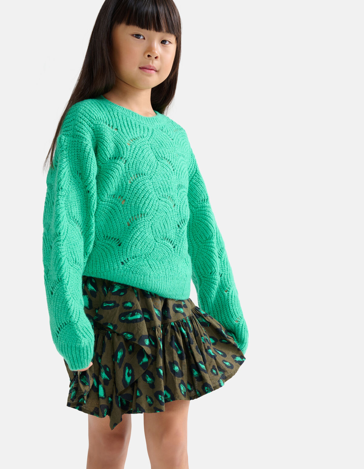 Leopard Rok Donkergroen SHOEBY GIRLS
