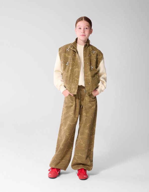 Camo Studded Gilet Groen SHOEBY GIRLS