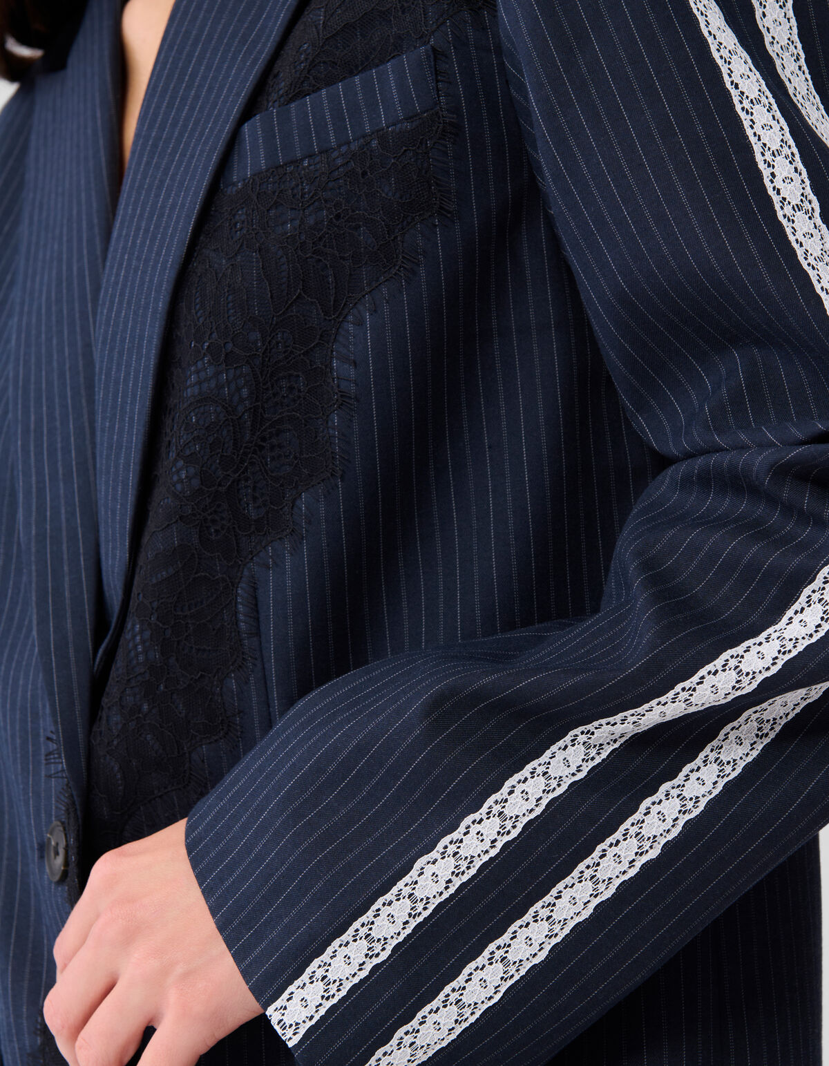 Oversized Kanten Blazer Donkerblauw SHOEBY WOMEN