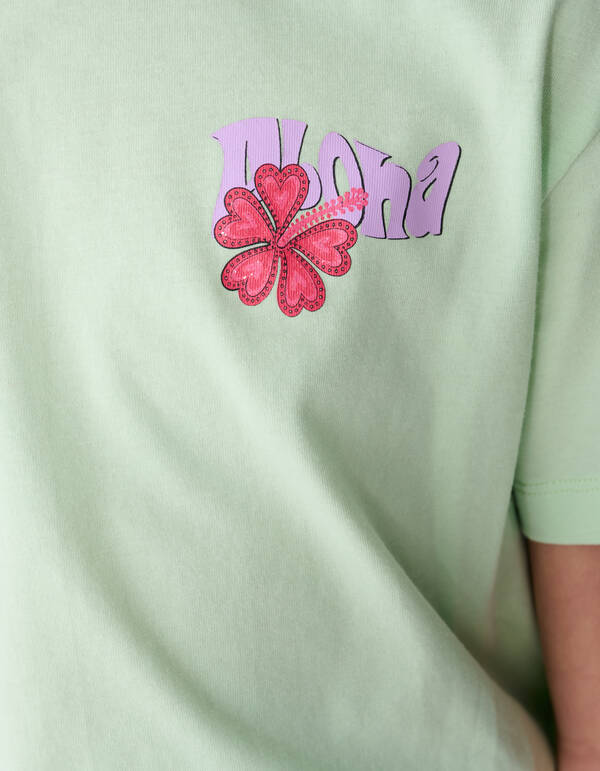 Aloha Artwork T-shirt Lichtgroen SHOEBY GIRLS