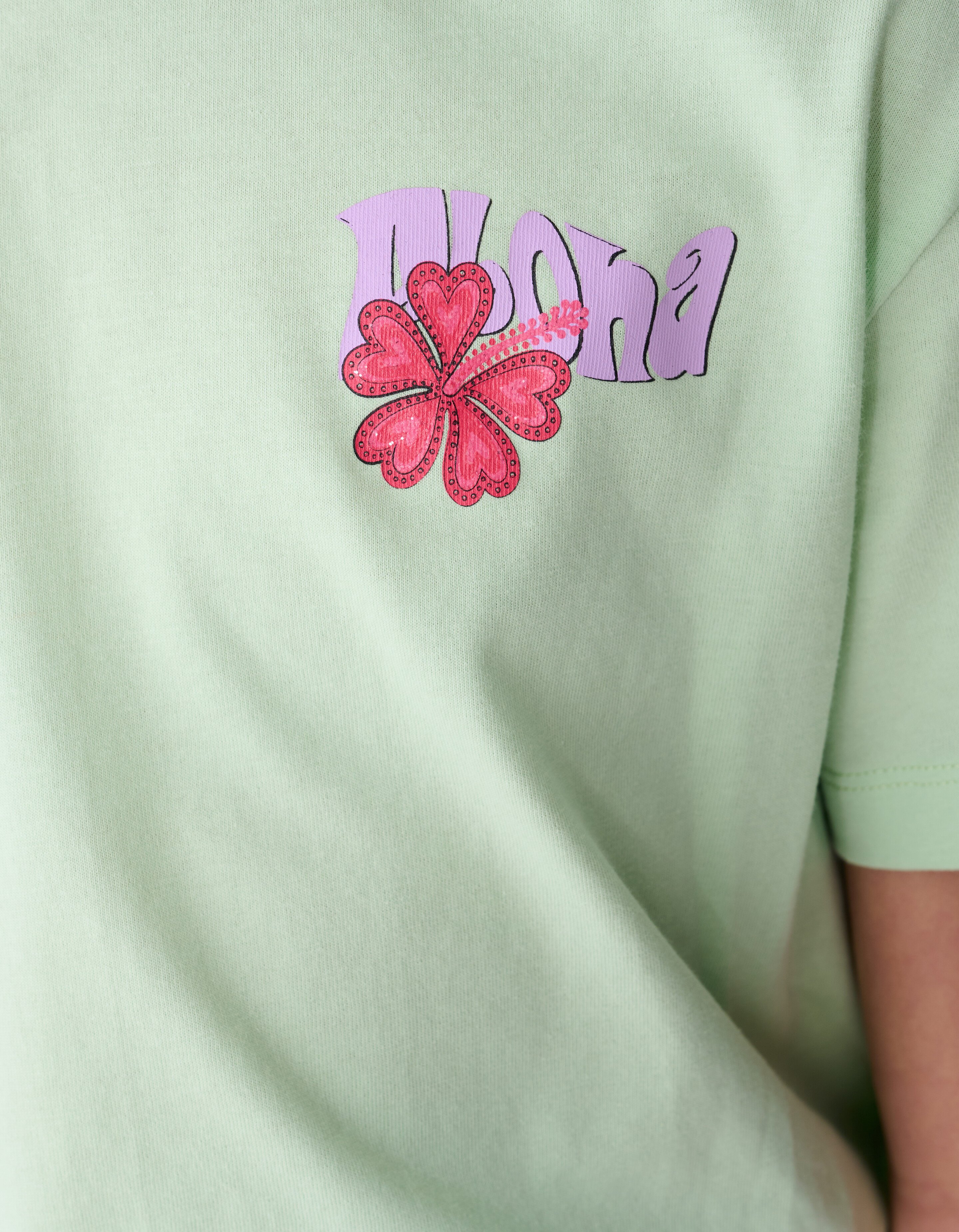 Aloha Artwork T-shirt Lichtgroen SHOEBY GIRLS