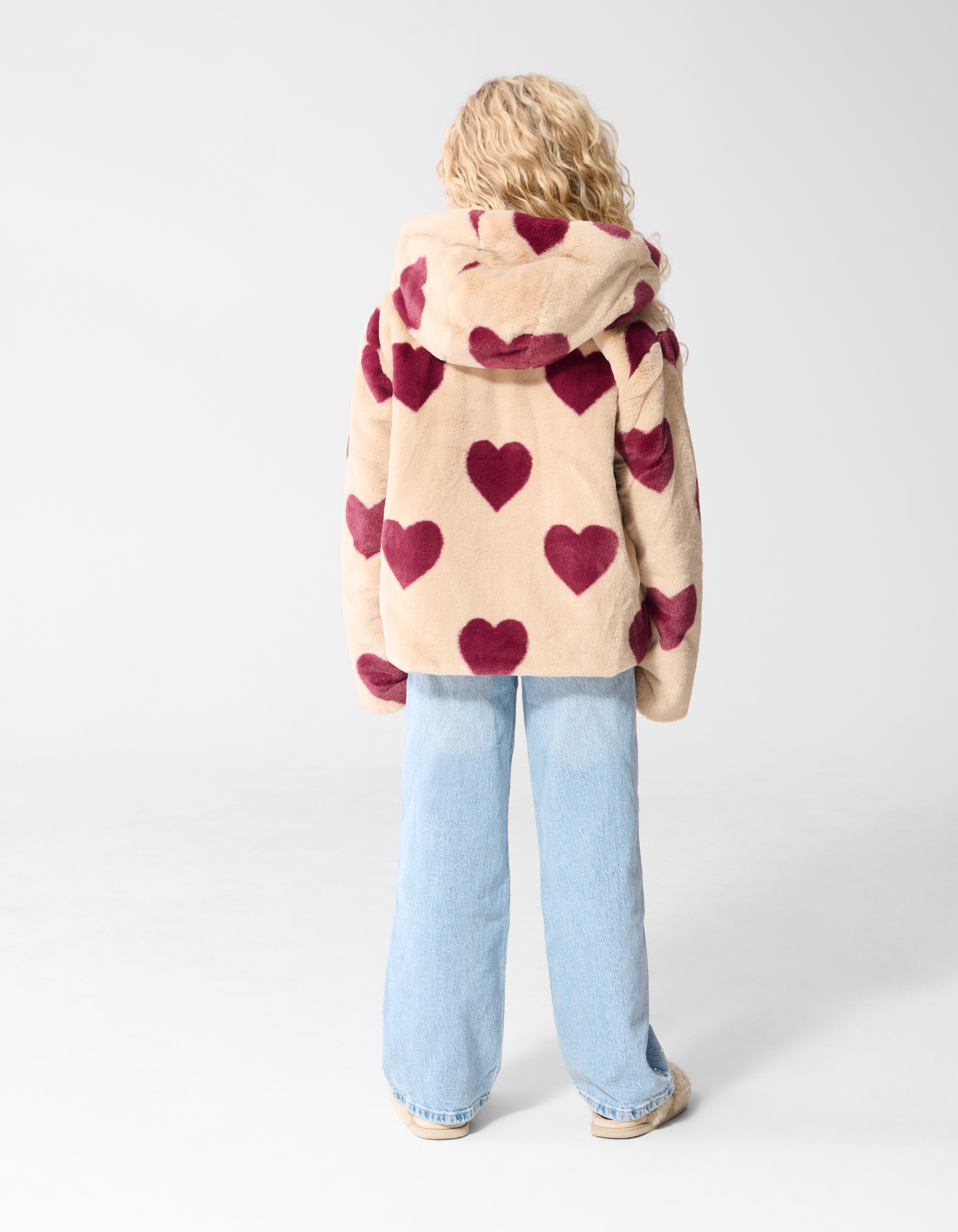 Heart Printed Winterjas Beige SHOEBY GIRLS