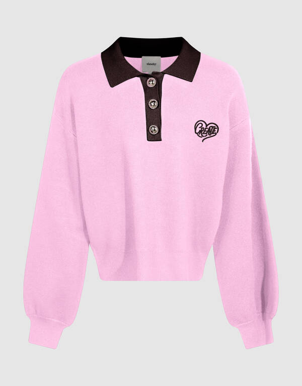 Create Gebreide Polo Roze/Bruin SHOEBY GIRLS