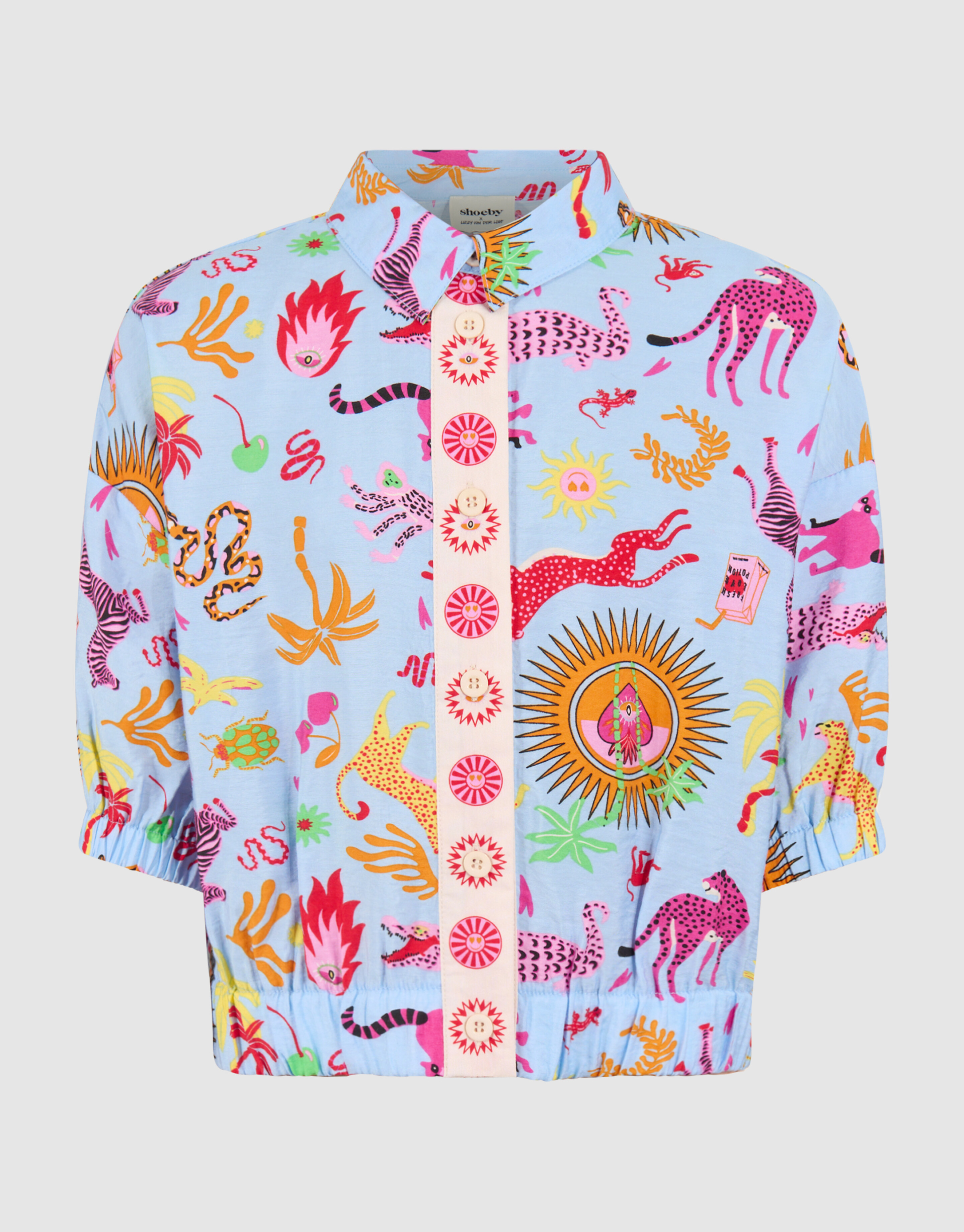 Jungle Artwork Blouse Lichtblauw By Lizzy SHOEBY GIRLS