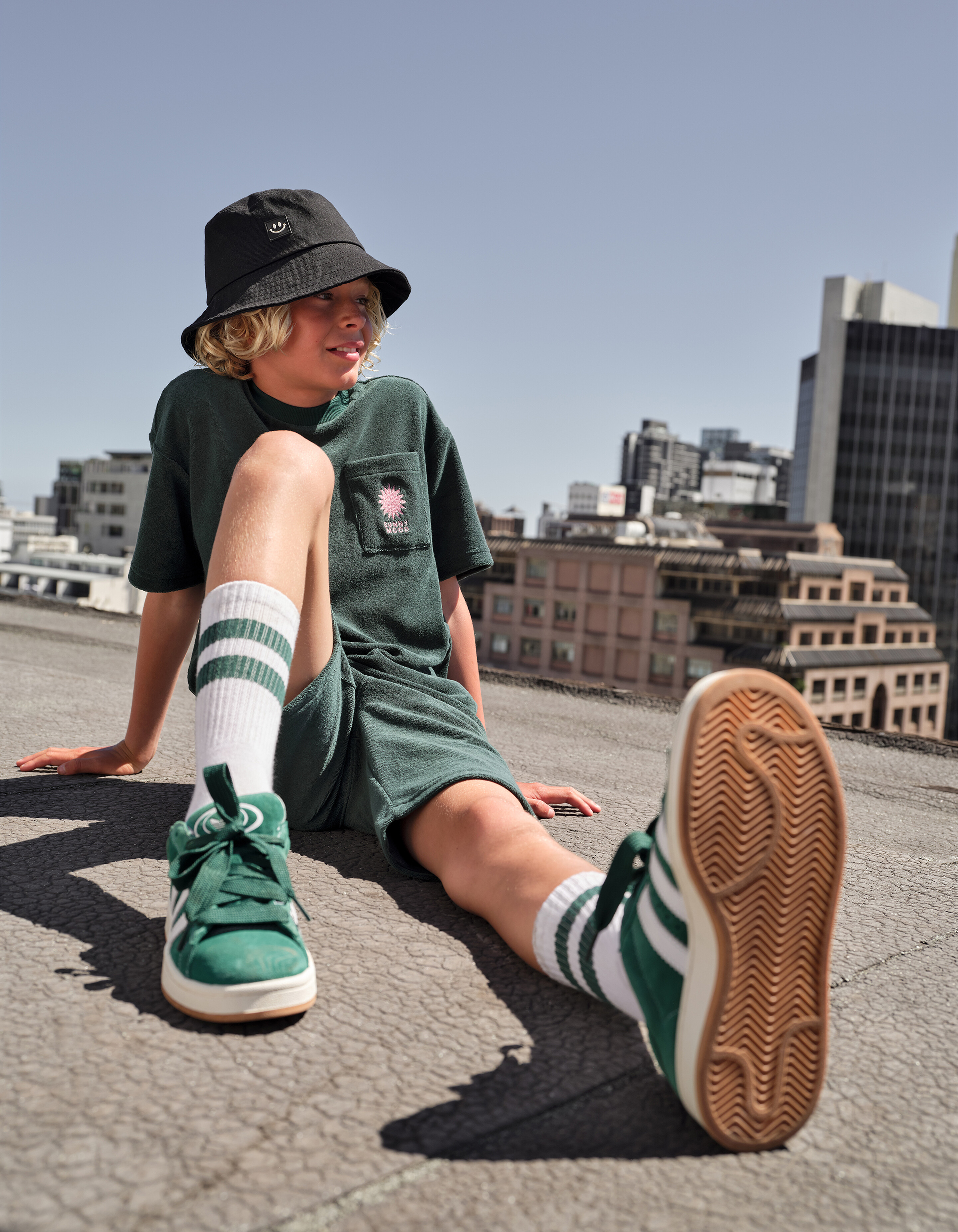 Towling T-shirt Donkergroen SHOEBY BOYS