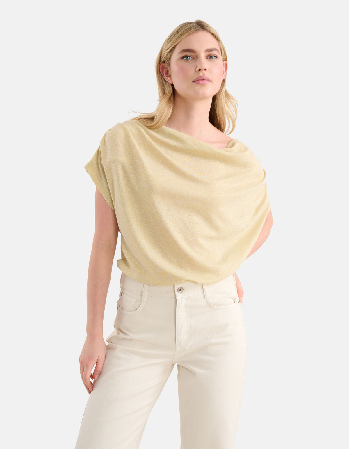 Gedrapeerde Glitter Top Goud SHOEBY WOMEN