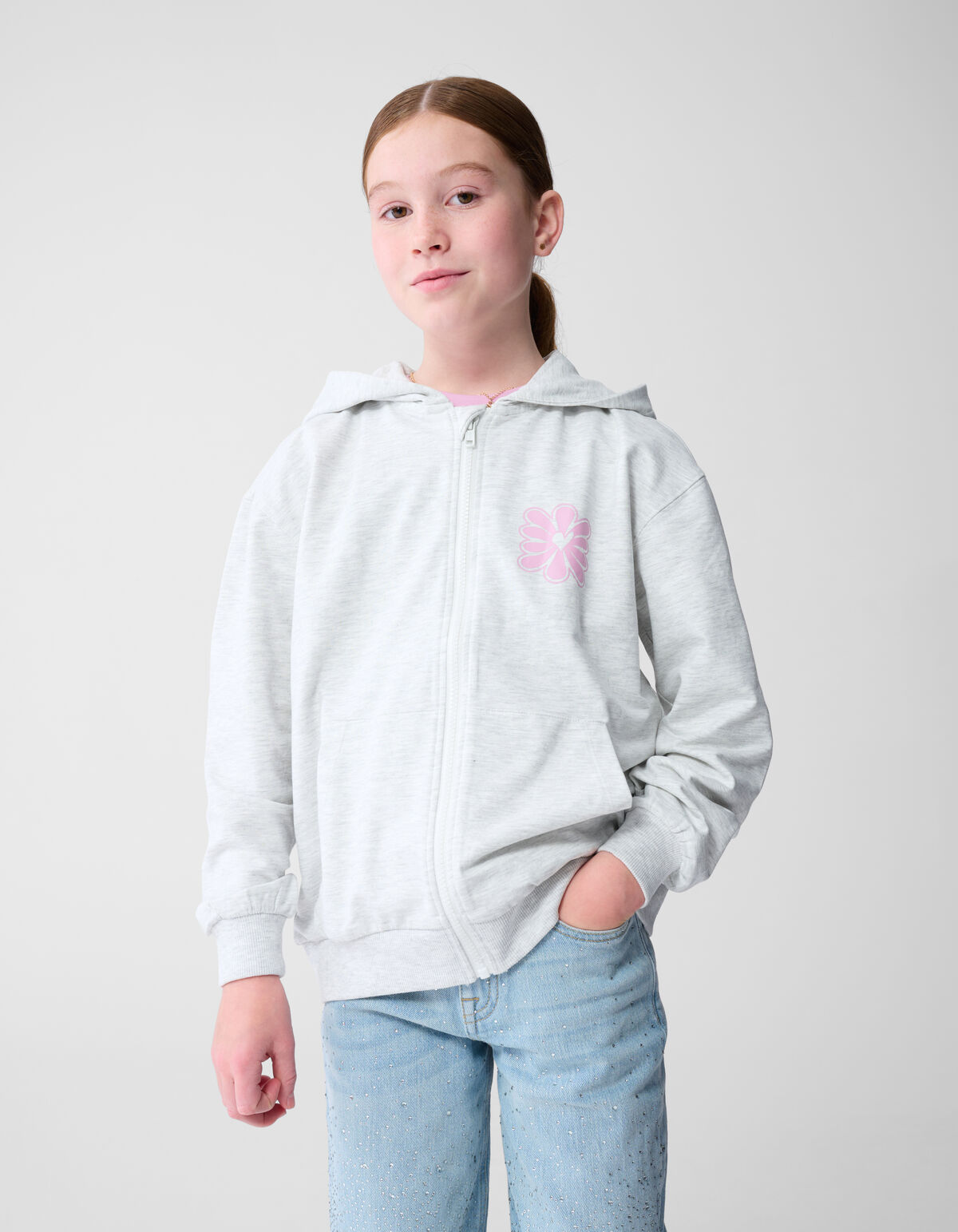 Bloem Artwork Vest Lichtgrijs SHOEBY GIRLS