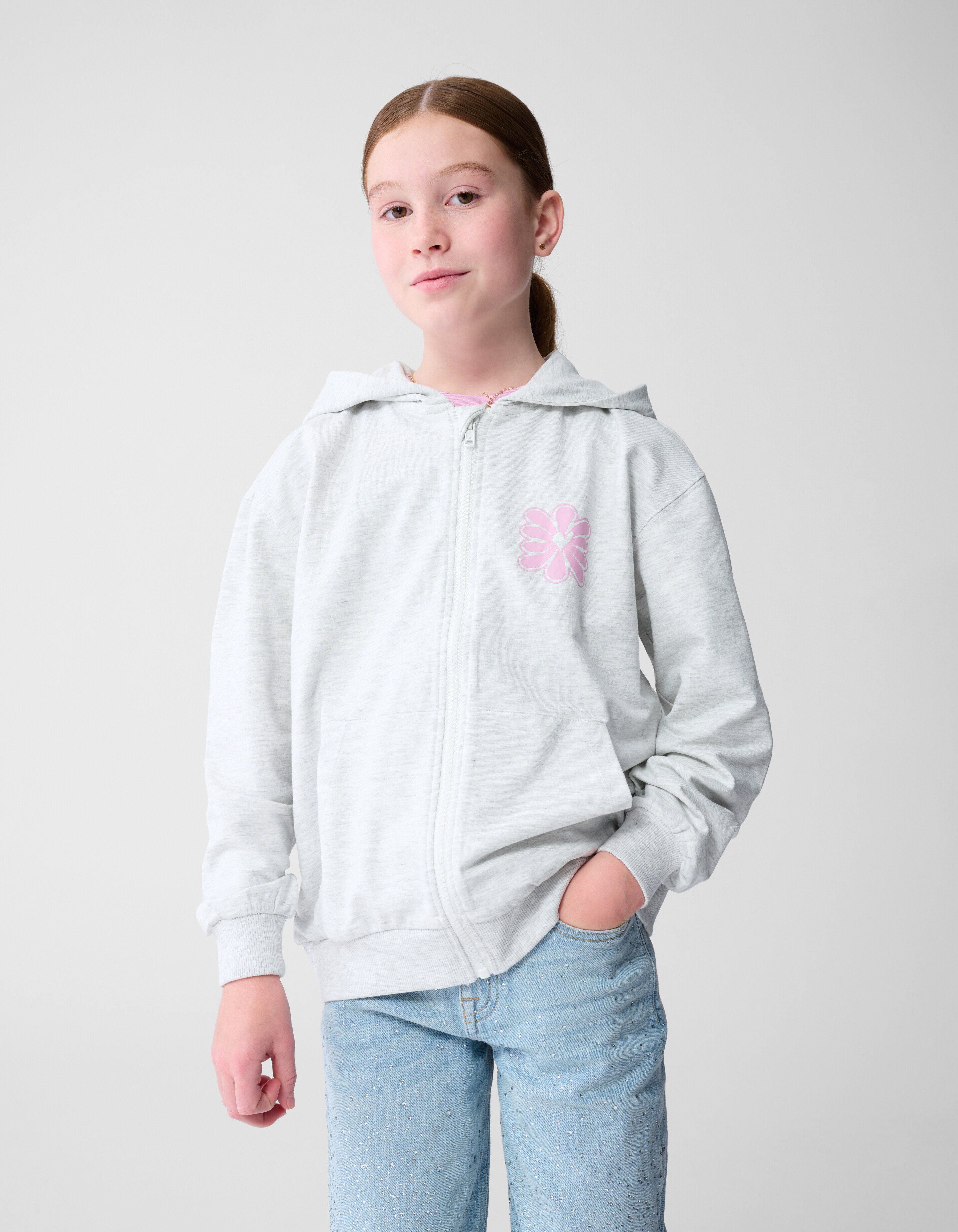 Bloem Artwork Vest Lichtgrijs SHOEBY GIRLS