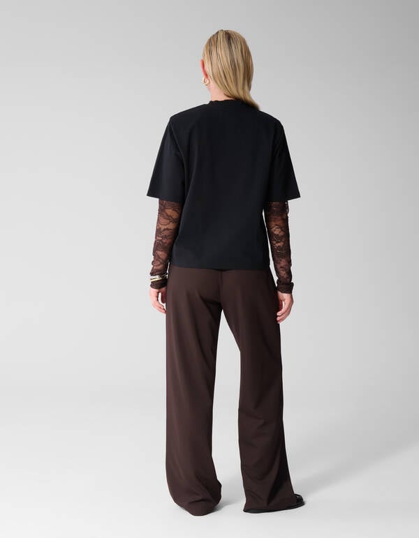 Basic Wide Leg Broek Donkerbruin SHOEBY WOMEN