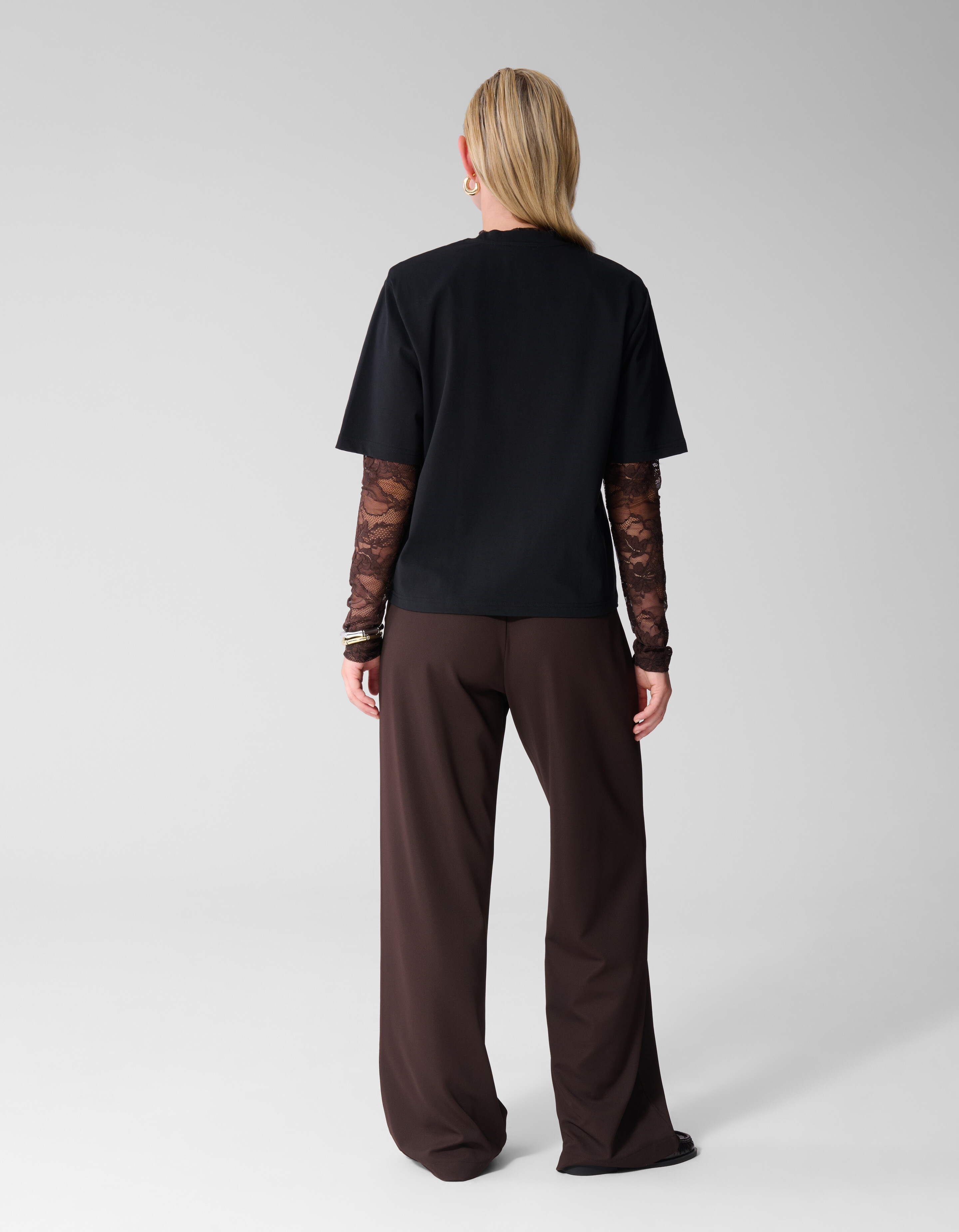 Basic Wide Leg Broek Donkerbruin SHOEBY WOMEN