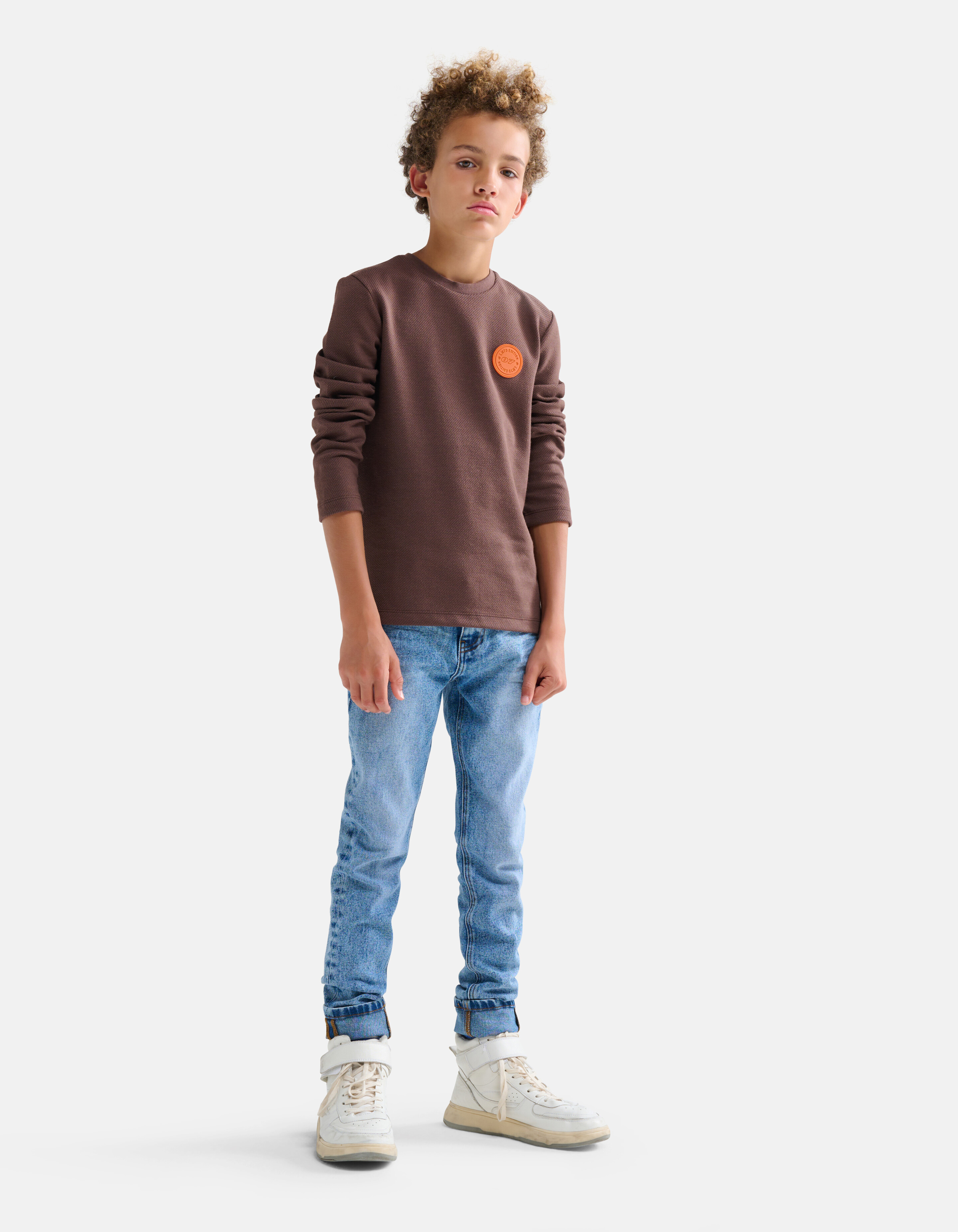 Structuur T-shirt Bruin SHOEBY BOYS