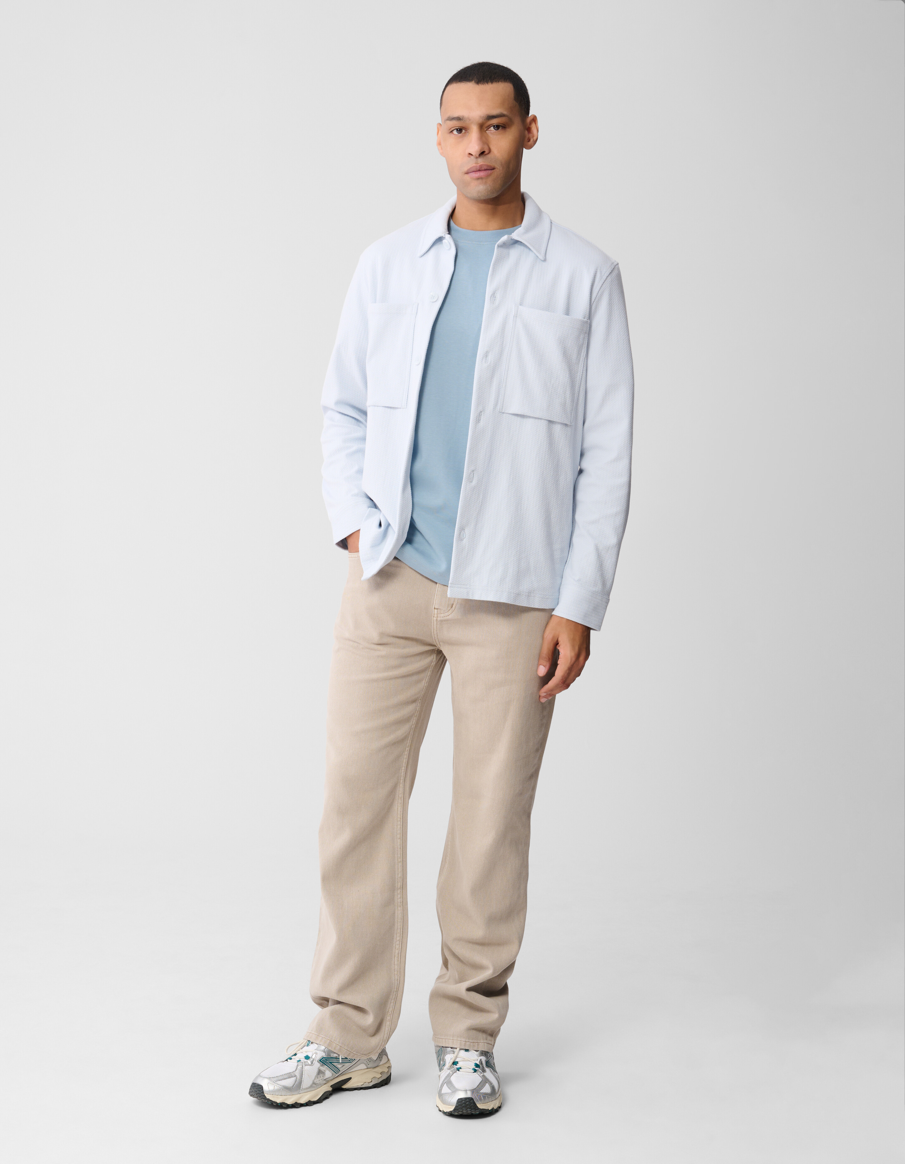 Structuur Overshirt Lichtblauw SHOEBY MEN
