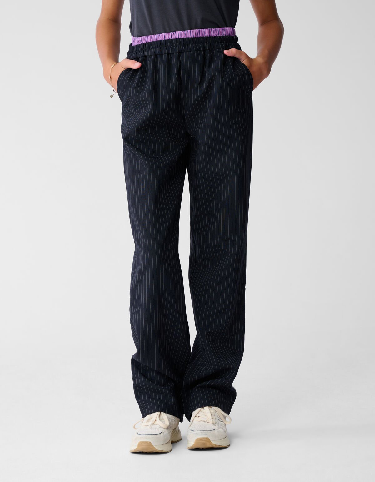 Smiley Pinstripe Broek Donkerblauw SHOEBY GIRLS