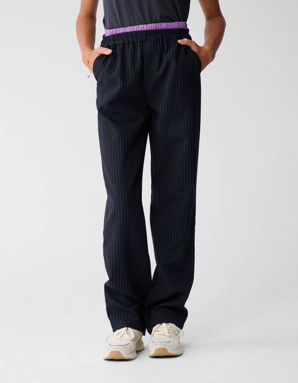 Smiley Pinstripe Broek Donkerblauw SHOEBY GIRLS