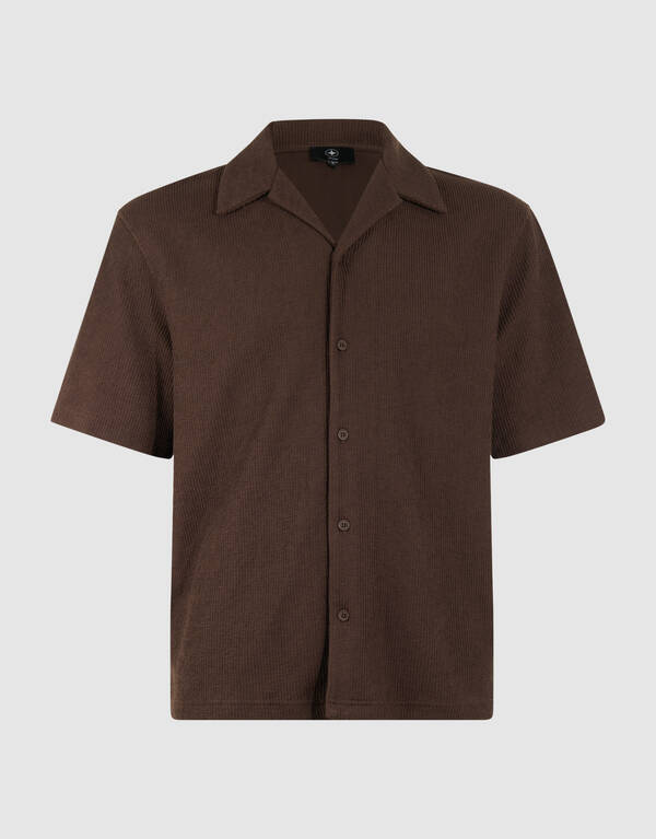 Rib Overhemd Donkerbruin SHOEBY MEN