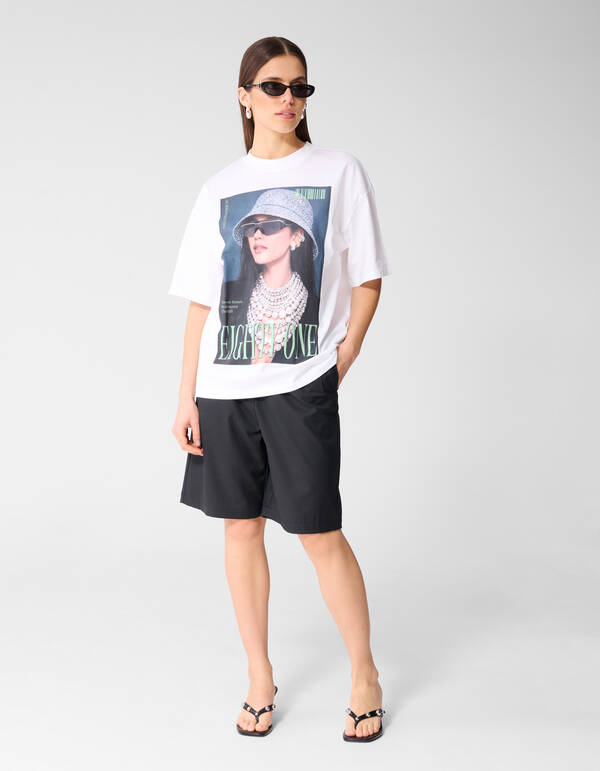 Oversized Pearl Magazine T-shirt Wit SHOEBY WOMEN