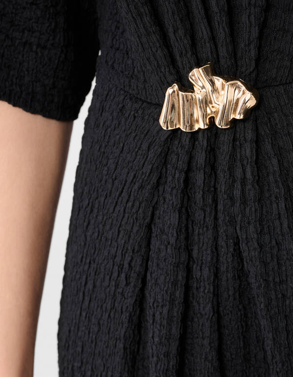 Organic Crinkle Maxi Jurk Zwart SHOEBY WOMEN