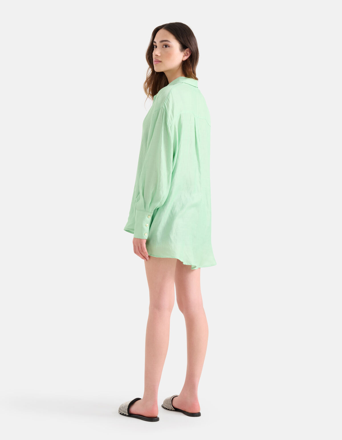 Washed Blouse Jurk Groen SHOEBY WOMEN